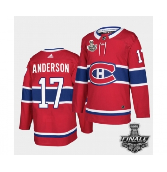 Men's Adidas Canadiens #17 Josh Anderson Red Road Authentic 2021 Stanley Cup Jersey