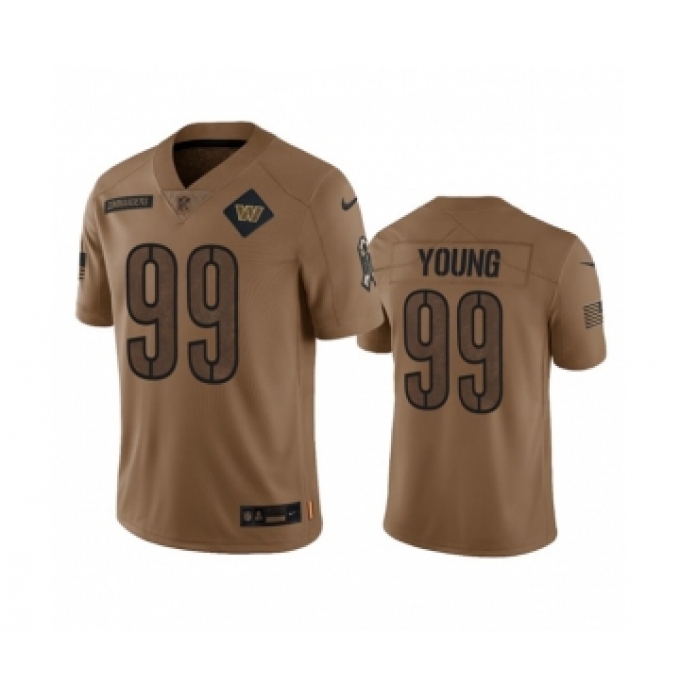 Men's Nike Washington Commanders #99 Chase Young 2023 Brown Salute To Service Limited Football Stitched Jersey