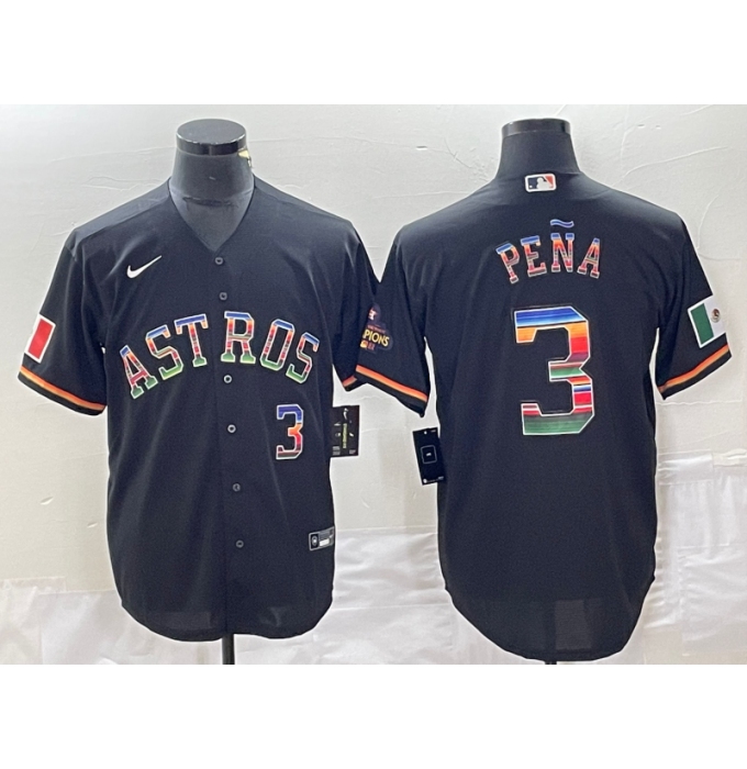 Men's Nike Houston Astros #3 Jeremy Pena Black Colors Stitche Cool Base Jersey