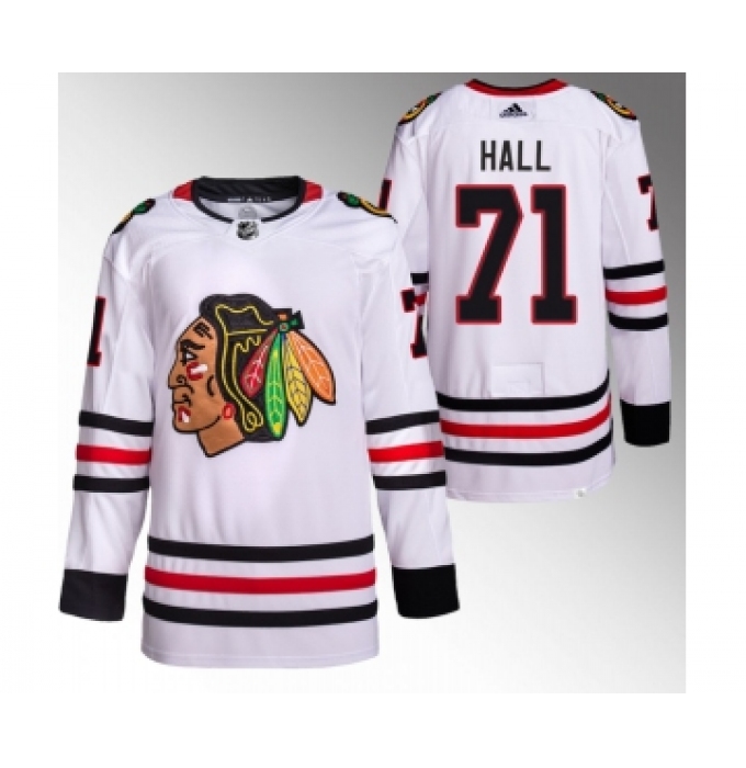 Men's Chicago Blackhawks #71 Taylor Hall White Stitched Hockey Jersey
