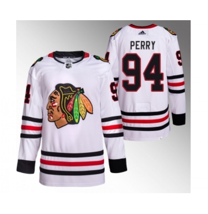 Men's Chicago Blackhawks #94 Corey Perry White Stitched Hockey Jersey