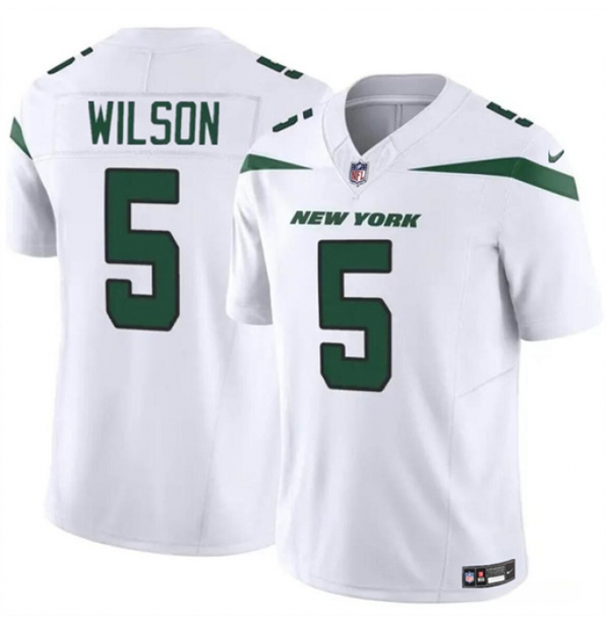 Men's New York Jets #5 Garrett Wilson White 2023 F.U.S.E. Vapor Untouchable Limited Football Stitched Jersey