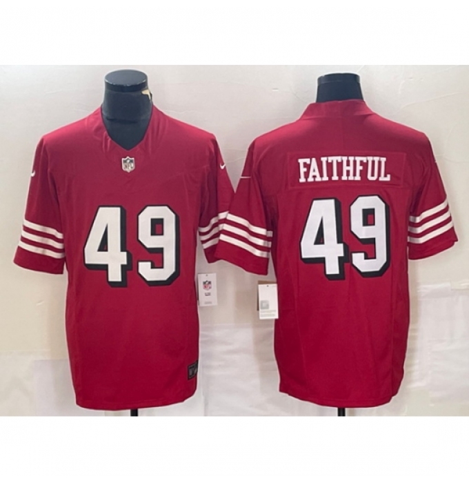 Men San Francisco 49ers #49 The Faithful Red 2023 F U S E Vapor Untouchable Limited Stitched Football Jersey
