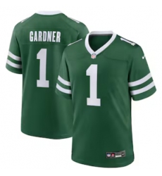 Men's Nike New York Jets #1 Ahmad Sauce Gardner Green 2023 F.U.S.E. Vapor Limited Throwback Stitched Football Jersey