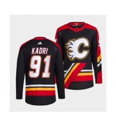 Men's Calgary Flames #91 Nazem Kadri Black 2022-23 Reverse Retro Stitched Jersey