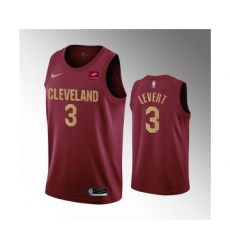 Men's Cleveland Cavaliers #3 Caris LeVert Wine Icon Edition Stitched Basketball Jersey
