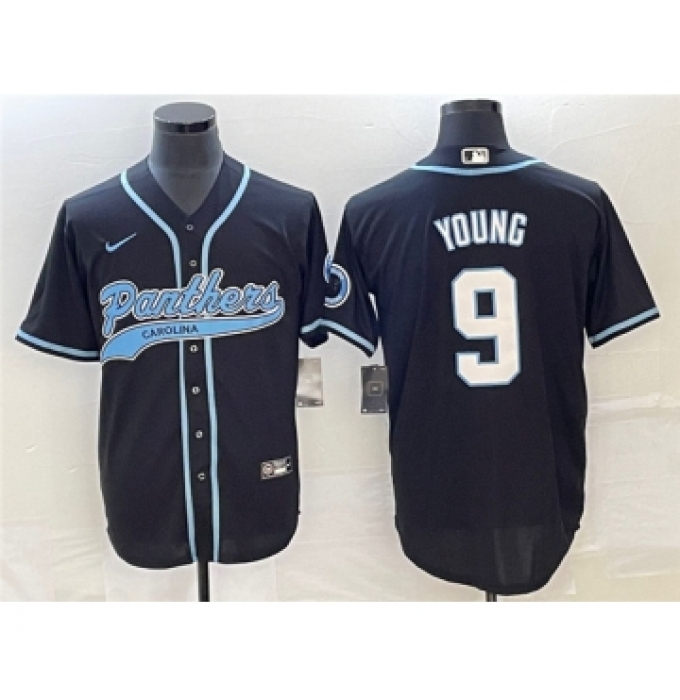 Men's Carolina Panthers #9 Bryce Young Black Cool Base Stitched Baseball Jersey