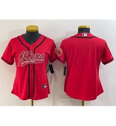 Women's San Francisco 49ers Blank Red With Patch Cool Base Stitched Baseball Jersey
