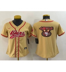 Youth San Francisco 49ers Gold Team Big Logo With Patch Cool Base Stitched Baseball Jersey