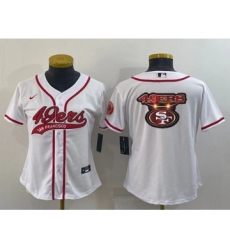 Youth San Francisco 49ers White Team Big Logo With Patch Cool Base Stitched Baseball Jersey