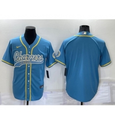 Men's Los Angeles Chargers Blank Light Blue Stitched MLB Cool Base Nike Baseball Jersey