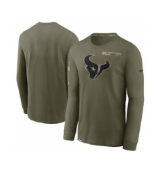 Men's Houston Texans Football Olive 2021 Salute To Service Performance Long Sleeve T-Shirt
