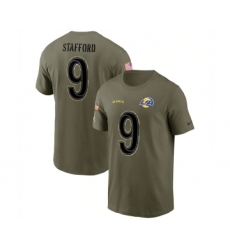 Men's Los Angeles Rams #9 Matthew Stafford 2022 Olive Salute to Service T-Shirt