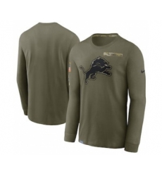 Men's Detroit Lions Football Olive 2021 Salute To Service Performance Long Sleeve T-Shirt