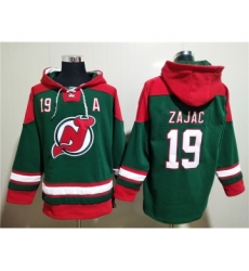 Men's New Jersey Devils #19 Travis Zajac Green Ageless Must-Have Lace-Up Pullover Hoodie