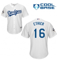 Youth Majestic Los Angeles Dodgers #16 Andre Ethier Replica White Home 2017 World Series Bound Cool Base MLB Jersey