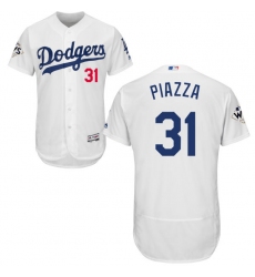 Men's Majestic Los Angeles Dodgers #31 Mike Piazza Authentic White Home 2017 World Series Bound Flex Base MLB Jersey