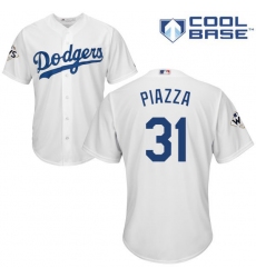 Youth Majestic Los Angeles Dodgers #31 Mike Piazza Authentic White Home 2017 World Series Bound Cool Base MLB Jersey