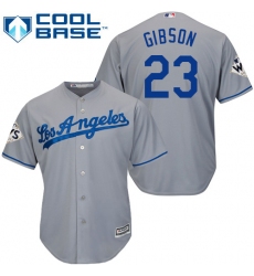 Youth Majestic Los Angeles Dodgers #23 Kirk Gibson Authentic Grey Road 2017 World Series Bound Cool Base MLB Jersey