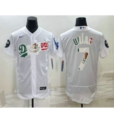 Men's Los Angeles Dodgers #7 Julio Urias White With Vin Scully Flex Base Stitched Baseball Jerseys