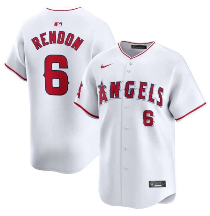 Men's Los Angeles Angels #6 Anthony Rendon White Home Limited Stitched Baseball Jersey
