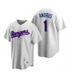 Men's Nike Texas Rangers #1 Elvis Andrus White Cooperstown Collection Home Stitched Baseball Jersey