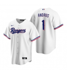 Men's Nike Texas Rangers #1 Elvis Andrus White Home Stitched Baseball Jersey