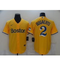 Men's Boston Red Sox #2 Xander Bogaerts Nike Gold-Light Blue 2021 Jersey