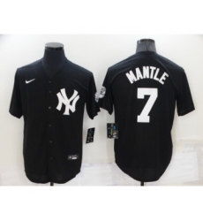 Men's New York Yankees #7 Mickey Mantle Black Stitched Nike Cool Base Throwback Jersey