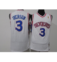 Men's Philadelphia 76ers #3 Allen Iverson Blue Throwback 96-97 Basketbal Jersey