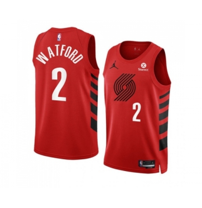 Men's Portland Trail Blazers #2 Trendon Watford 2022-23 Red Statement Edition Swingman Stitched Basketball Jersey