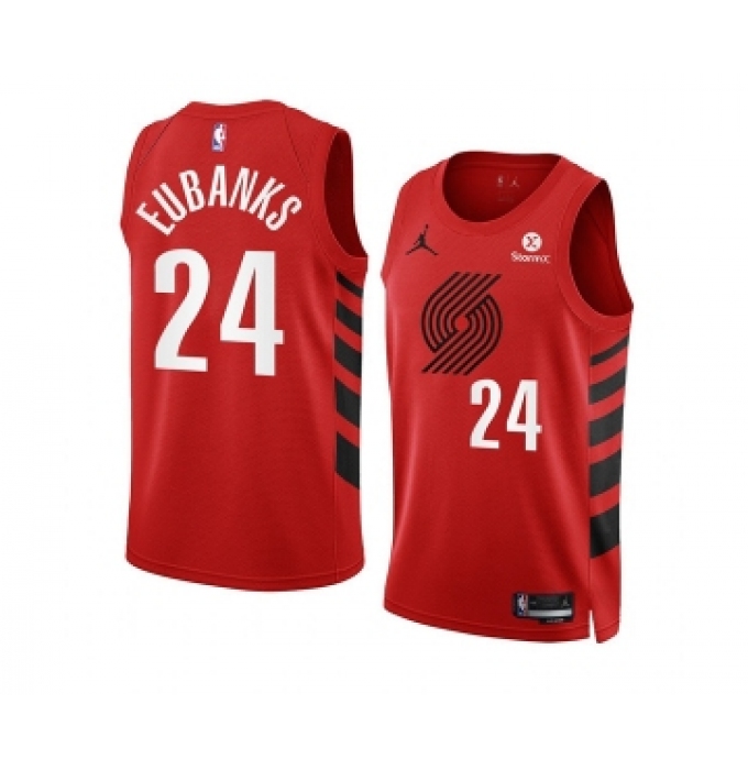 Men's Portland Trail Blazers #24 Drew Eubanks 2022-23 Red Statement Edition Swingman Stitched Basketball Jersey