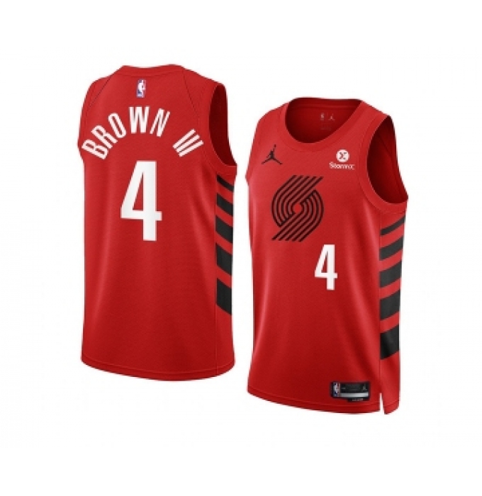 Men's Portland Trail Blazers #4 Greg Brown III 2022-23 Red Statement Edition Swingman Stitched Basketball Jersey