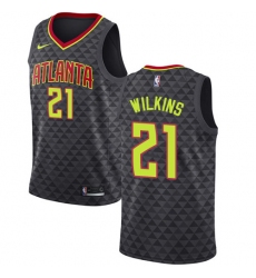 Men's Nike Atlanta Hawks #21 Dominique Wilkins Authentic Black Road NBA Jersey - Icon Edition