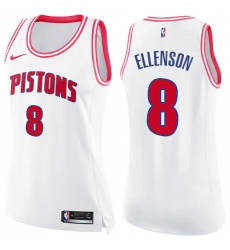 Women's Nike Detroit Pistons #8 Henry Ellenson Swingman White/Pink Fashion NBA Jersey