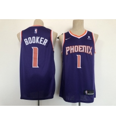 Men's Phoenix Suns #1 Devin Booker Swingman Purple Basketball Jersey