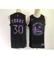 Men's Golden State Warriors #30 Stephen Curry Black Iridescent Holographic 2021 Jersey