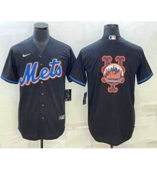 Men's New York Mets Big Logo Black Stitched MLB Cool Base Nike Jerseys