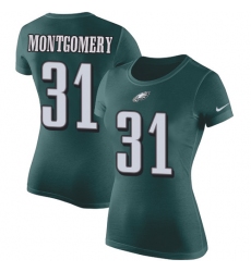 Women's Nike Philadelphia Eagles #31 Wilbert Montgomery Green Rush Pride Name & Number T-Shirt