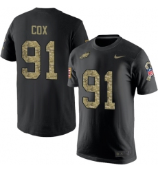 Nike Philadelphia Eagles #91 Fletcher Cox Black Camo Salute to Service T-Shirt