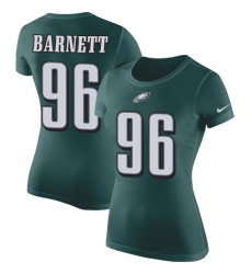 Women's Nike Philadelphia Eagles #96 Derek Barnett Green Rush Pride Name & Number T-Shirt