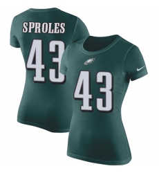 Women's Nike Philadelphia Eagles #43 Darren Sproles Green Rush Pride Name & Number T-Shirt