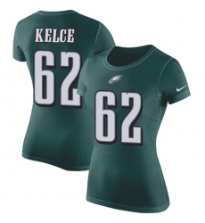 Women's Nike Philadelphia Eagles #62 Jason Kelce Green Rush Pride Name & Number T-Shirt