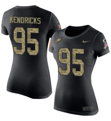 Women's Nike Philadelphia Eagles #95 Mychal Kendricks Black Camo Salute to Service T-Shirt