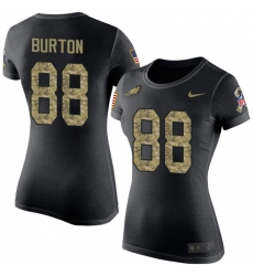 Women's Nike Philadelphia Eagles #88 Trey Burton Black Camo Salute to Service T-Shirt