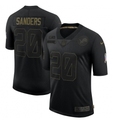 Men's Detroit Lions #20 Barry Sanders Black Nike 2020 Salute To Service Limited Jersey