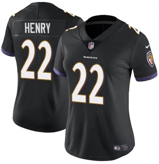 Women's Baltimore Ravens #22 Derrick Henry Black Football Stitched Jersey(Run Small)