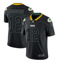 Men's Nike Green Bay Packers #12 Aaron Rodgers Limited Lights Out Black Rush NFL Jersey